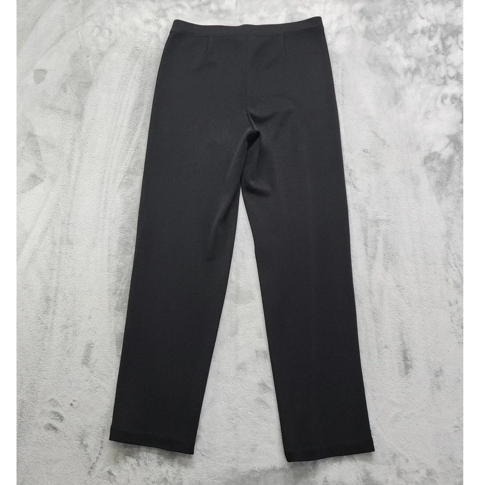 Vintage Misook Pants Womens M Black High Rise Straight Leg Stretch Lagenlook